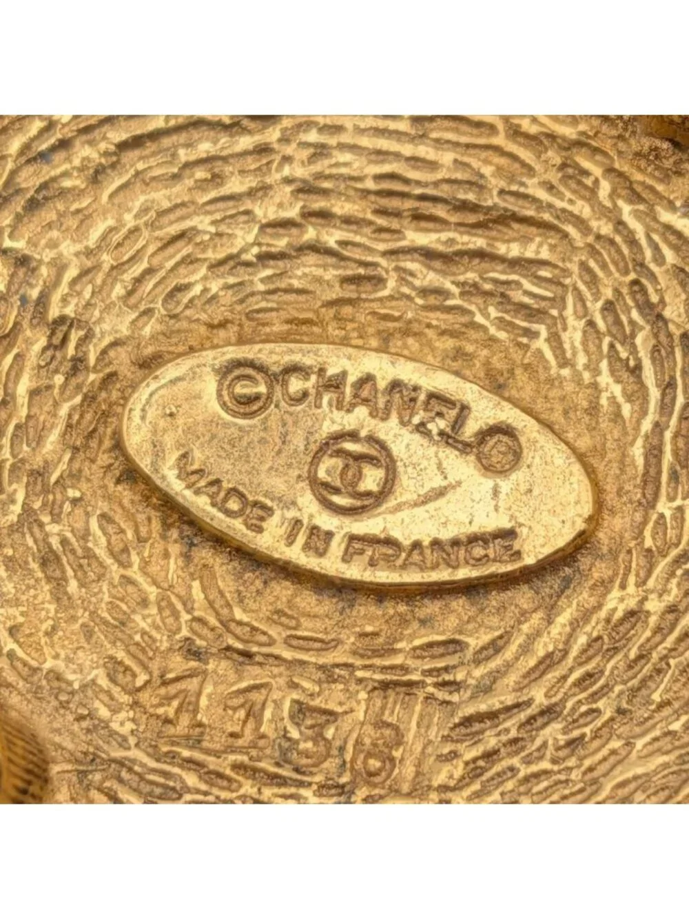 Chanel Brooch CC Logo Gold Round Radiant Pattern First Era Vintage
